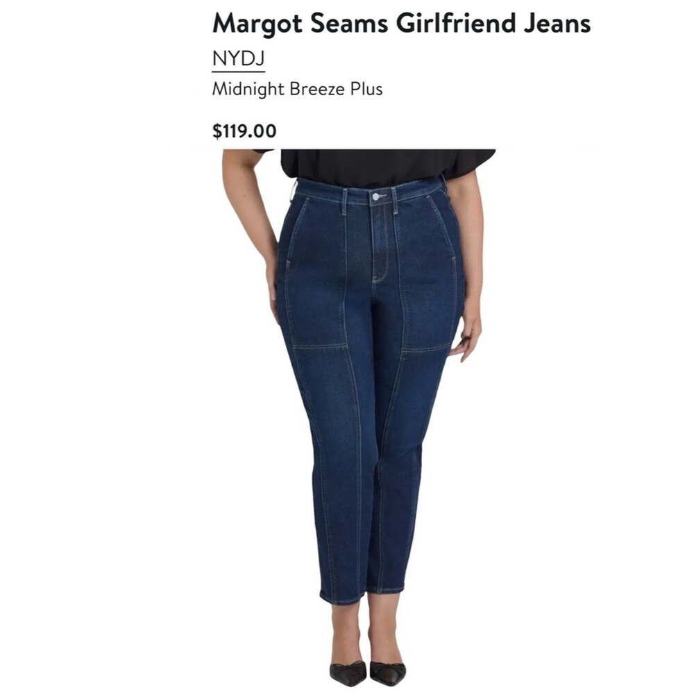 NYDJ Margot Seams Girlfriend Jeans Lift & Tuck Technology Dark Wash Plus Sz 20W - Picture 13 of 15